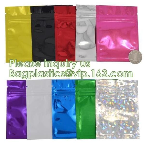 Bagease pack Recloseable Transparent Front Holographic Stand Up Pouch / Plastic Cosmetic Bag / Nail Polish Packaging