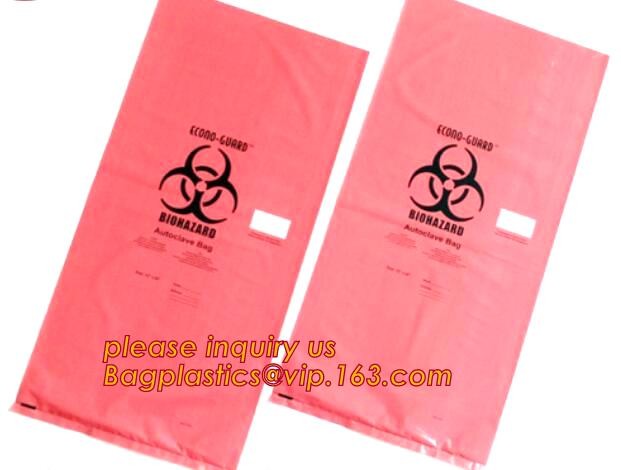 LDPE biohazard waste bin bags disposable medical autoclave bags, biohazard specimen bag plastic adhesive flat bag, bagea