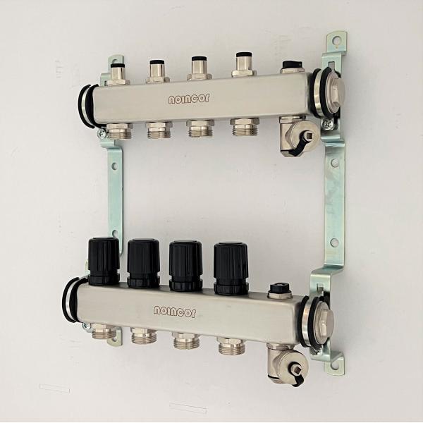 4 Loop water SS manifold for central underfloor heating system , Under floor heating manifolds