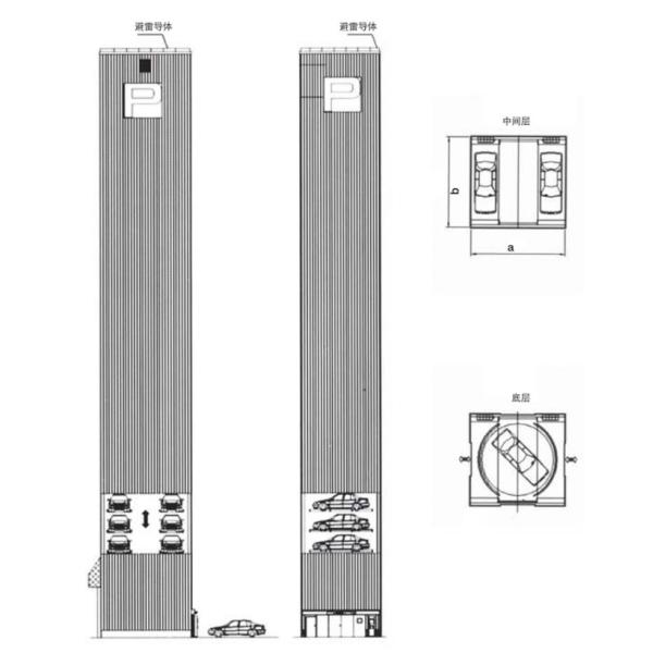 Traction Comb Automated Parking Tower 25 Levels Vertical Parking System