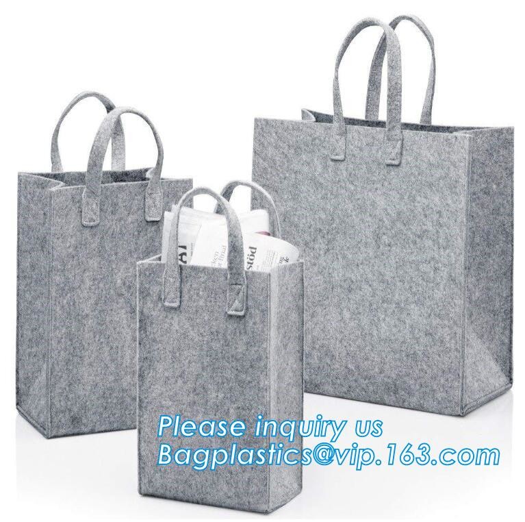 Eco-Friendly Grey Reusable Felt Grocery Shopping Handbag Tot Bag For Women Men,Mesh bags,Shopping bags, Drawstring bags,