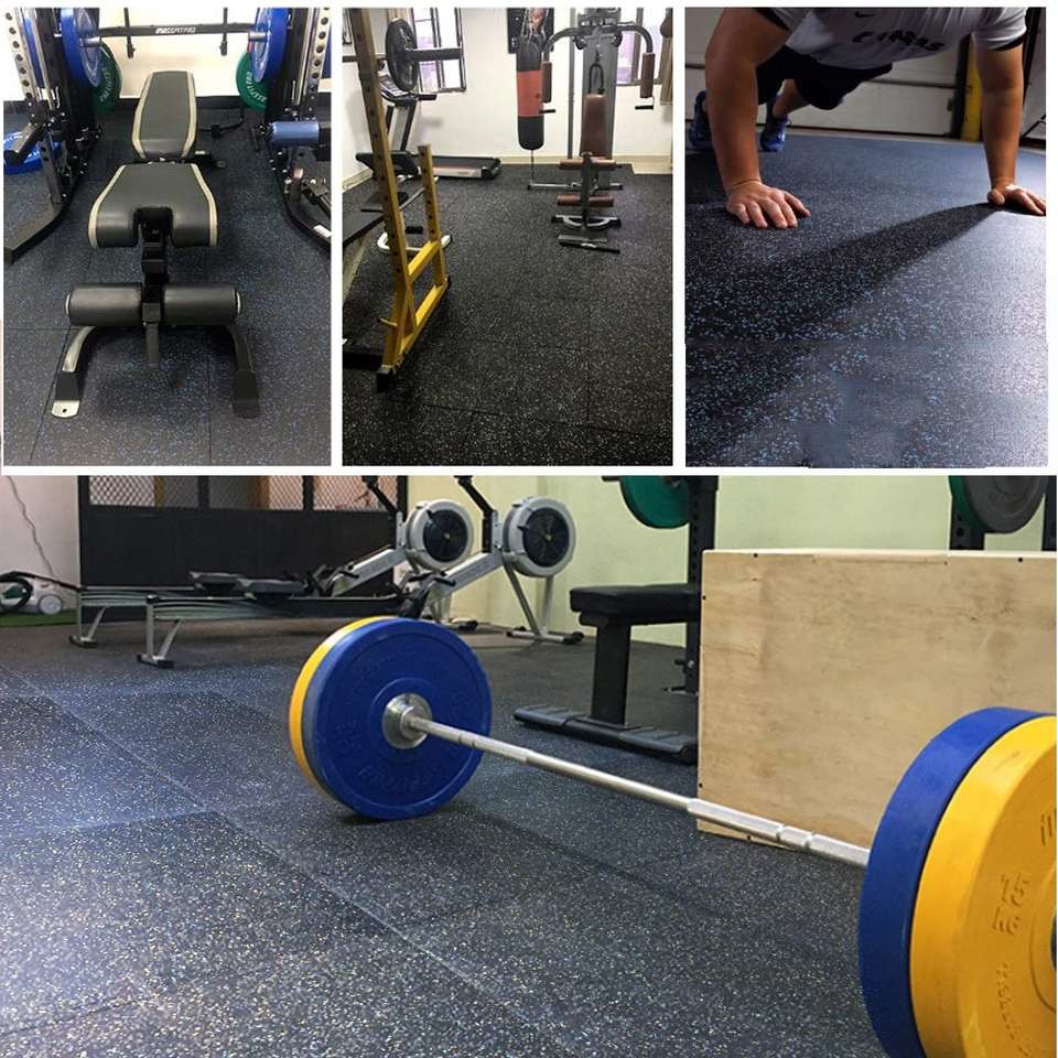 Elastic Weight Lifting Gym Rubber Flooring Tiles Gym Rubber Floor Mat With EPDM Granules