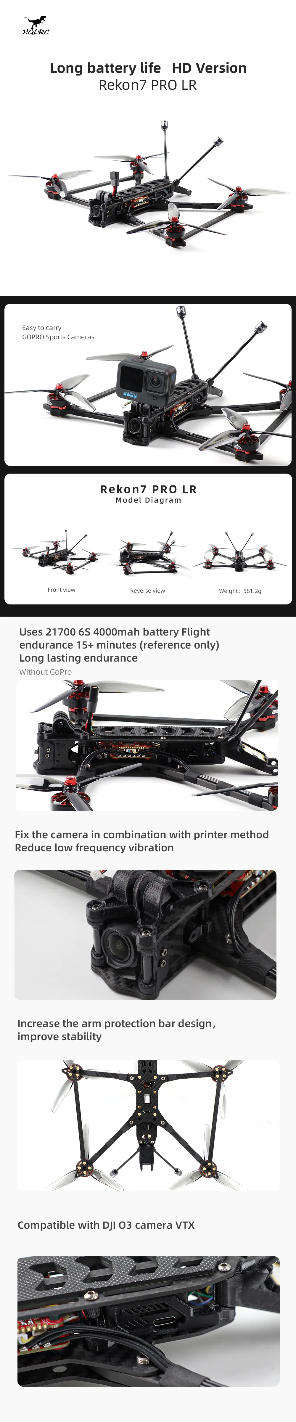 XL10 10-Inch Analog FPV Racing Drone with Remote Control BNF PNP Payload 4 kg Long Range Flight Time and Video Transmission