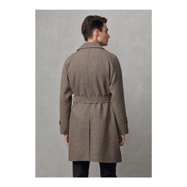 Thick British Style Tweed Vintage Brown End Wool Mid-Length Coat OEM Custom Men's Coat