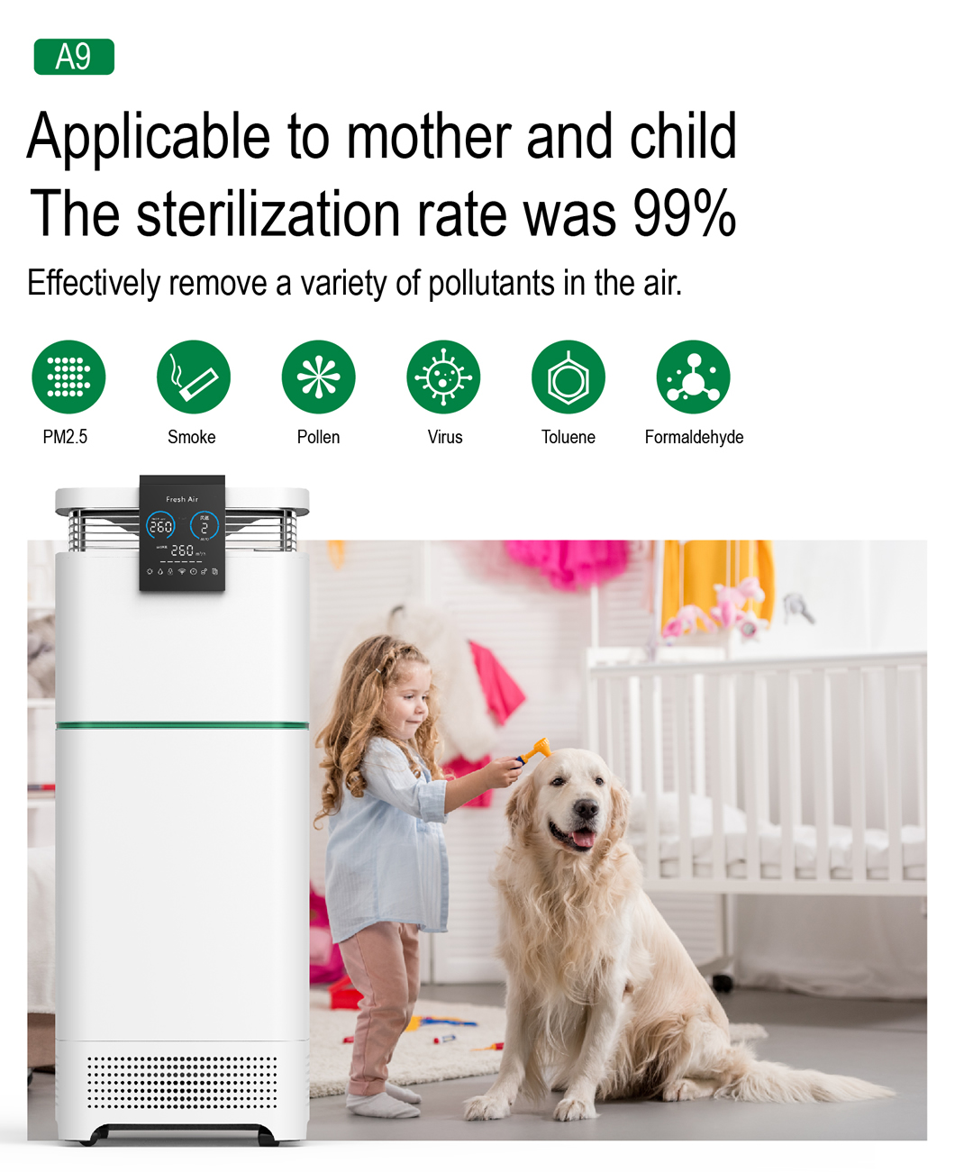 Homefish ODM UV Air Cleaner Negative Ion H13 True HEPA Filter Air Purifier Activated Carbon Tuya Smart Wifi Air Purifier