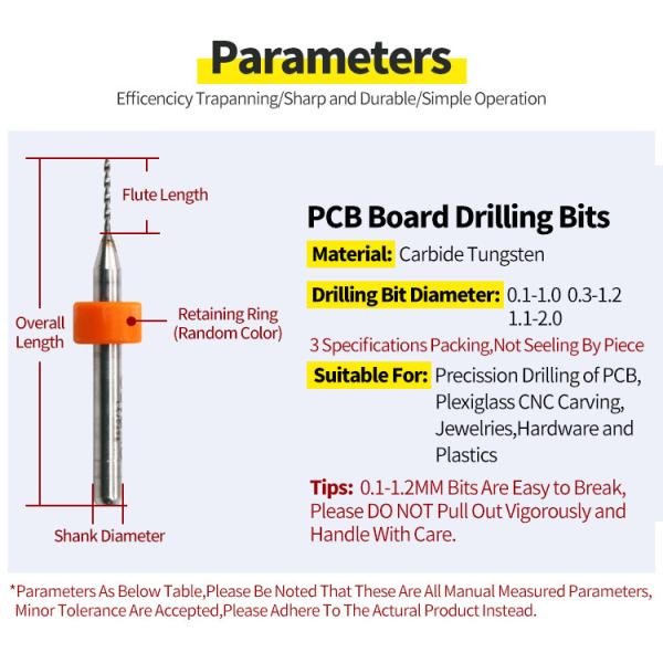 Carbide Tungsten PCB Circuit Board Drill Bits 0.10mm 0.2mm 0.30mm