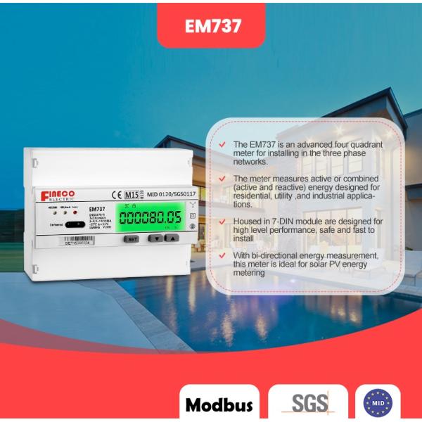 EM737 10 100 A Digital Only Display Type MID 0120/SGS0146 3 Phase Electronic Energy Meter