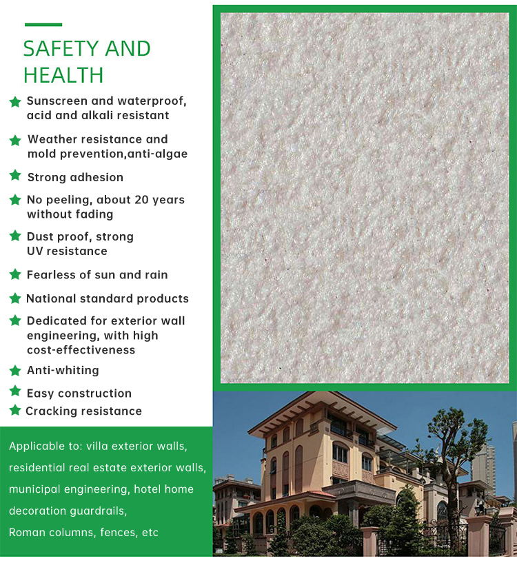Environmentally Friendly Marble-Like Building Coating Paint with 12 Months Shelf Life
