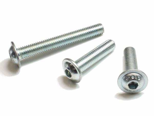Quality ISO 7380-2 Button Flanged Socket Head Cap Screw Steel Class 10.9 Zinc Plated for sale