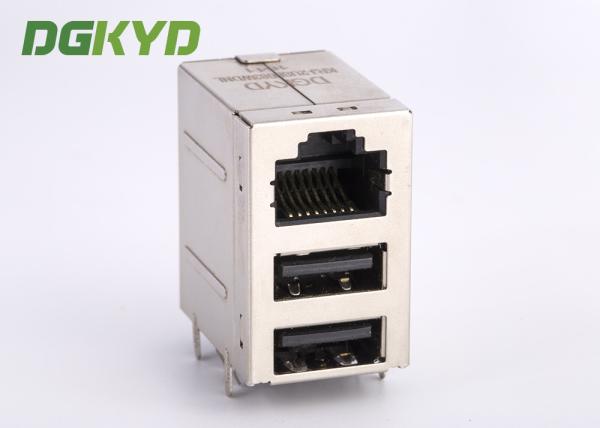 Quality CAT 5e Magnetic RJ45 Jack With Dual Deck USB A Type Combo 2X1 RJ45 + 2 USB for sale