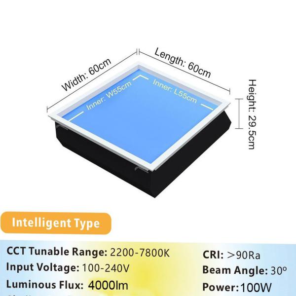 Surface Mount 100W Flat LED Panel Lights Natural Sunlight Tuya Control