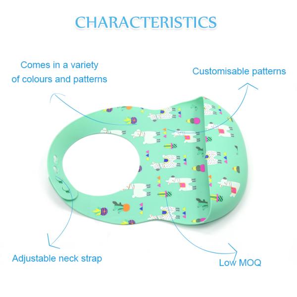 Customisable Patterns BSCI SGS Baby Silicone Bib With Pocket