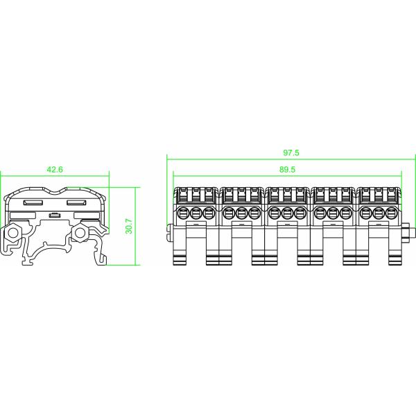 Lighting 10mm 400V 32A Din Rail Earth Terminals