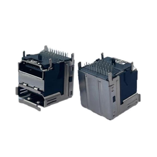 Stacked Micro DIP HDMI PCB Mount USB Socket With LCP UL94V-0 Black