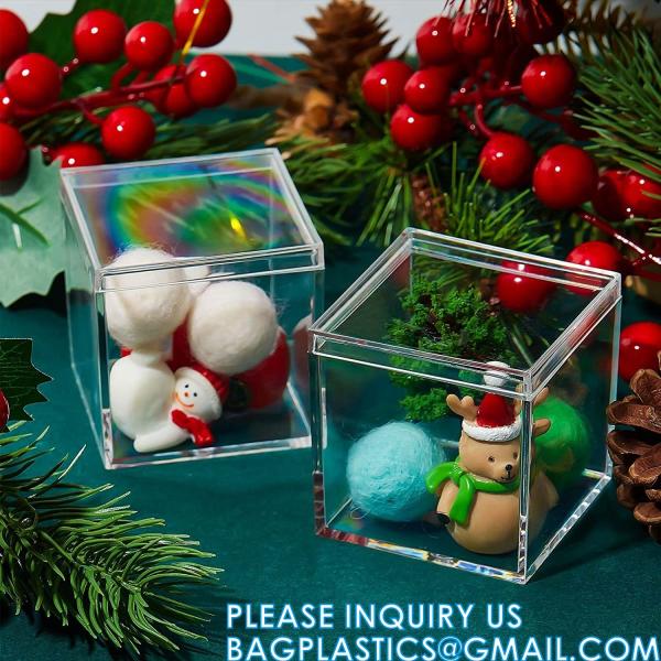 Quality Acrylic Plastic Square Cube Small Acrylic Box Acrylic Storage Containers with Lid Stackable Cube Containers for sale