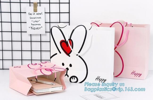 Customized Cut Printed Coated Paper Shopping Bag with Matt Lamination,rope handle custom logo printed white paper bag