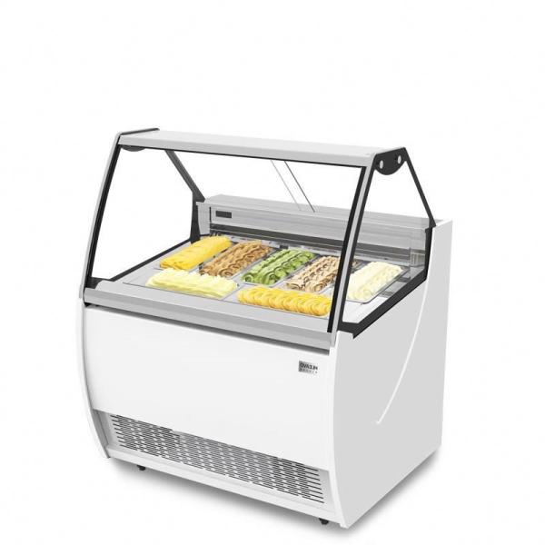 Quality 4 Pans Ice Cream Showcase Freezer , Single Row Fan Cooling Gelato Display Cooler for sale
