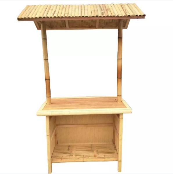 Quality Beach Party Bamboo Tiki Bars With Counter Beverage Table Foldable Beach Bars for sale