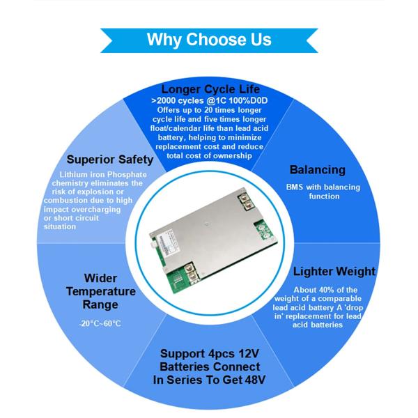 Custom Lifepo4 Battery Pack 48v 200ah 50Ah 100Ah 150Ah 2000 Cycles Deep Cycle