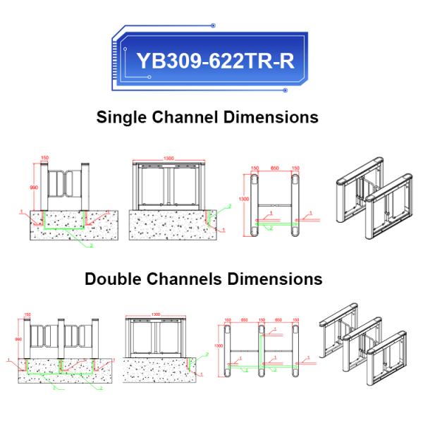 4 Pairs Infrared Swing Barrier Gate Turnstile For Supermarket