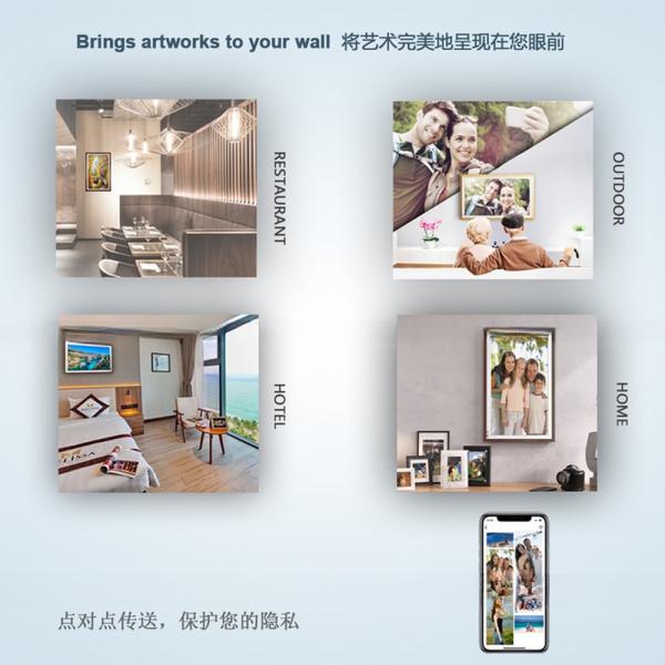 Wall 43" inch Wooden frame NFT screen 4K display for video photo multimedia loop player monitor with WIFI network Android OS