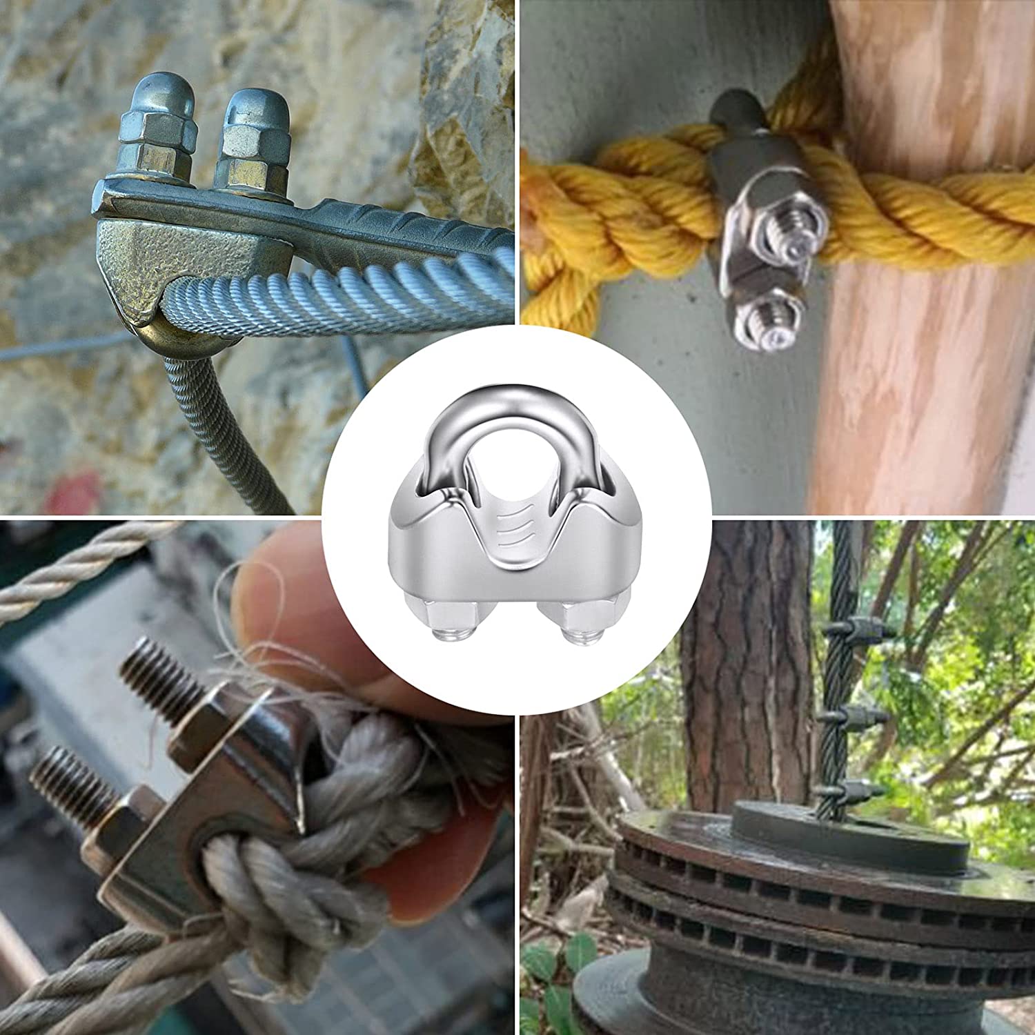 ANSI/ASME Standard SS304 SS316 Saddle Wire Rope Cable Clip Clamp With U Bolt Metric Measurement System Rigging Hardware