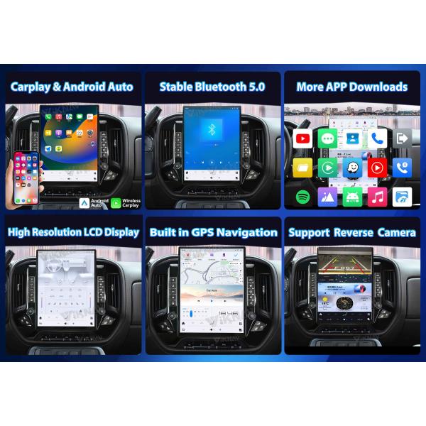 VIKNAV 15.6'' Car Radio For Chevrolet Silverado / GMC SIERRA 2014-2018 （Black）