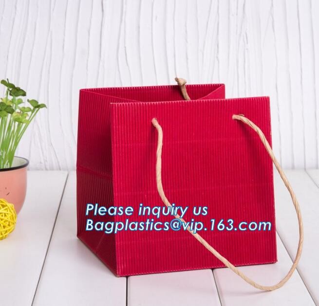 Custom paper bag with handle coated white paper bag printing pattern flower carrier bag,Flower carrier paper bags with d