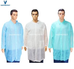 Protective Disposable Polypropylene SMS PP White Lab Coat for Laboratory Technicians
