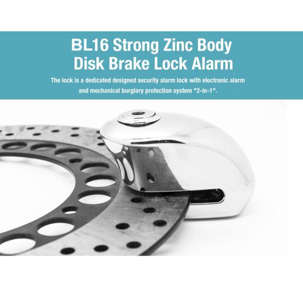 China Supply Smart Family Electric Smart Alarm Lock Alarm Disc Brake Lock Motorcycle Steering Lock BL16