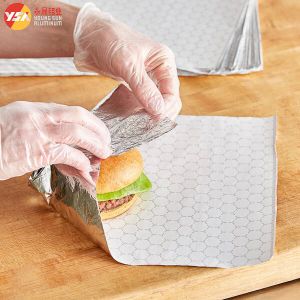 China Burger Foil Hexagon Honeycomb Paper Laminated Aluminum Foil Burger Wrapping wholesale