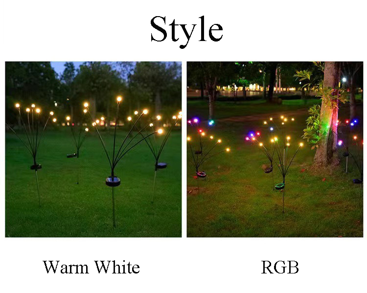 Solar Powered Firefly Garden Decorative Light Waterproof for Outdoor Pathways 8 Heads
