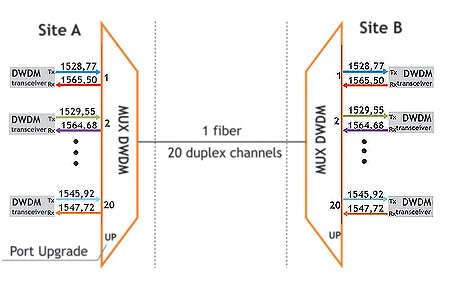 East - West OADM Express Optical Add Drop Multiplexer And Demultiplexer 100GHz C17 - C61