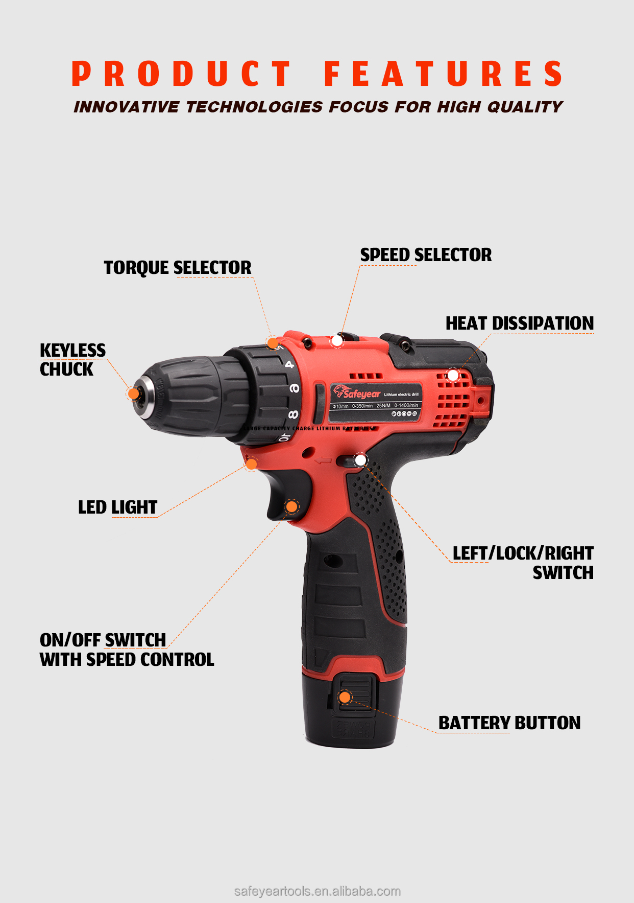 Combo Kit Cordless Drill Machine 12V 1300mAh Battery Cordless Power Drill Tools