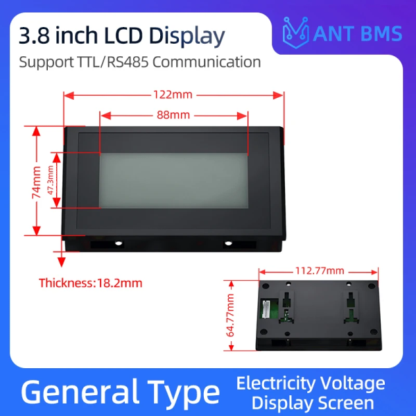 2.4" LCD Black Touch ANT BMS Display 4S-32S 24V-150V Plug & Play