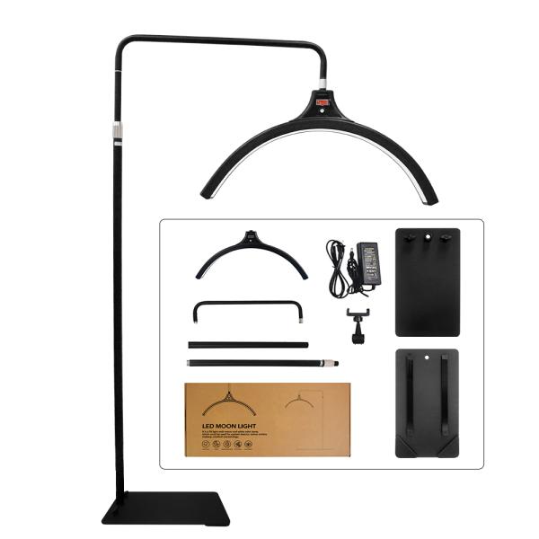 60 Watt Led Half Moon Light 6500k Lash Lights With Phone Holder Dimmable Fill Lamp For Nail Studio