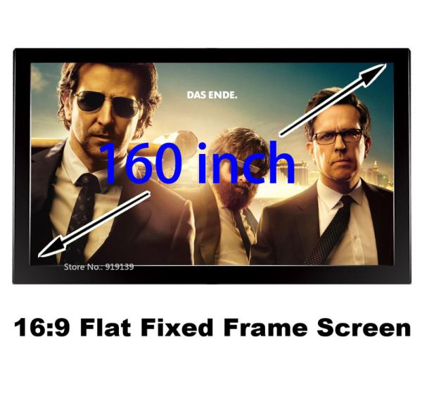 Quality 160" Fixed Frame Screen With Black Velvet And Aluminium 16:9 Format Matt White 3D Screens for sale