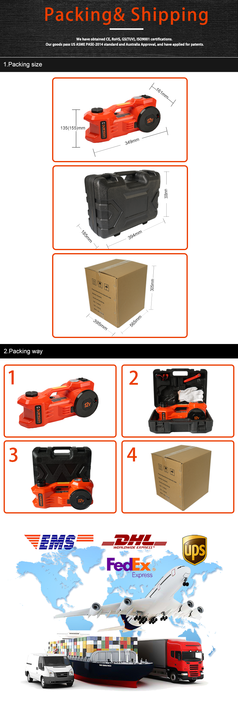 Car DC 12V Multi-Functional Electric Hydraulic Floor Jack with Inflating Pump,Design of current overload protection