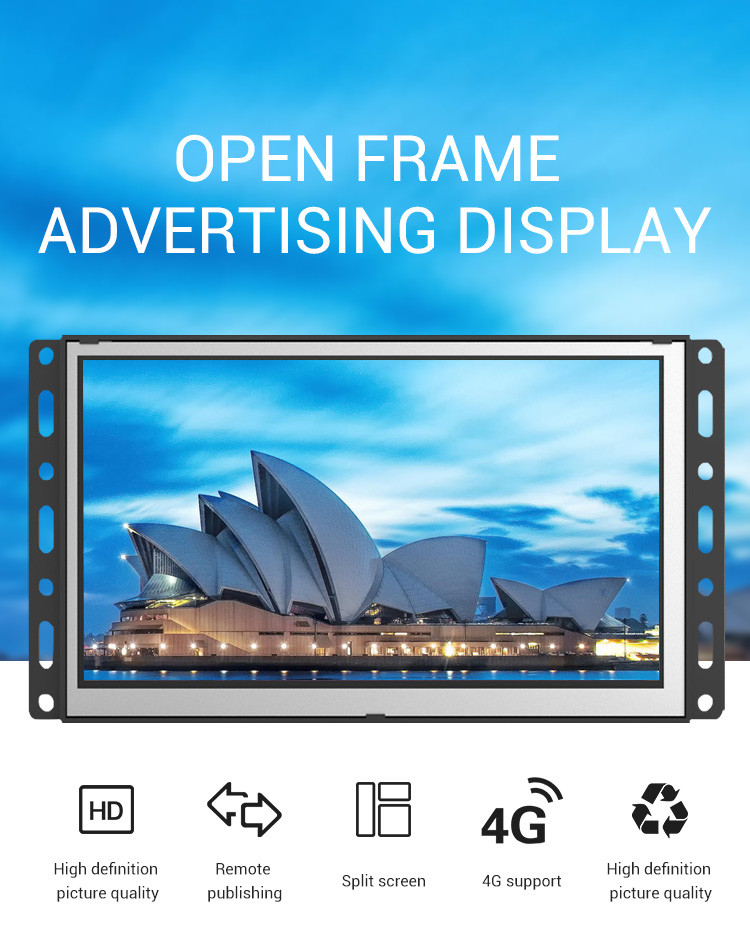 RK3288 open frame lcd advertising equipment digital signage videos indoor full hd embedded display for car elevator from