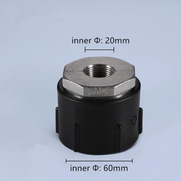 Round PP Durable IBC Tank Adapter S60*6 Coarse Thread To 20MM Fine Thread Thicken Water Tank Fittings