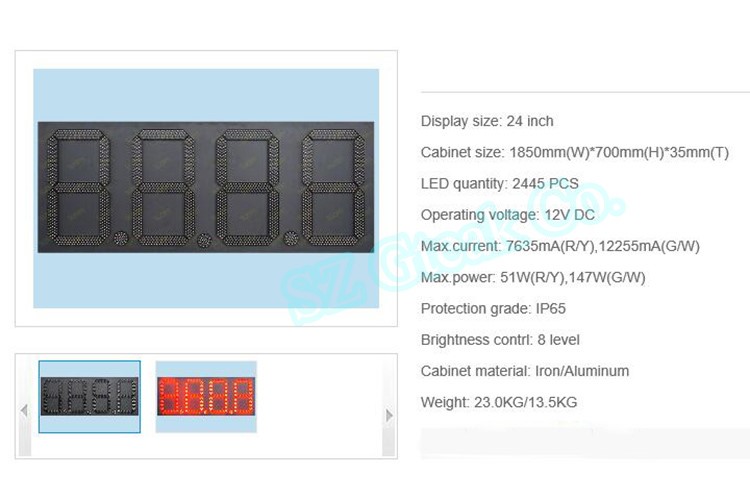 24 inch big 7 segment display red color led module
