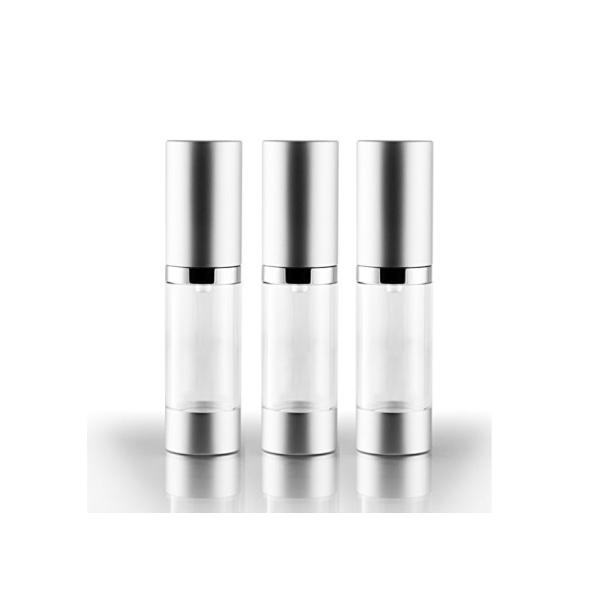 Empty Silver Airless Cosmetic Bottles Slender Styles Soap Cream Packaging