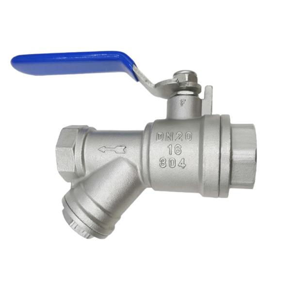 Stainless Steel Long Lever Handle Filter Spherical Bullet Ball Valve Straight Through Type