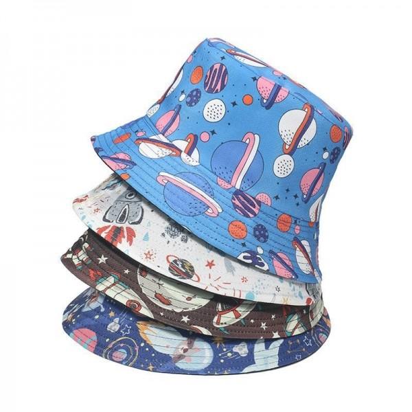 Quality Space Planet Basin Hat Spaceship Constellation Print Bucket Hat for sale