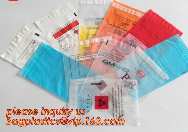 biohazard specimen Zip lockk bag with pocket, recycled custom printed ldpe 3 layers specimen bag Zip lockk bag, pac, pacrite