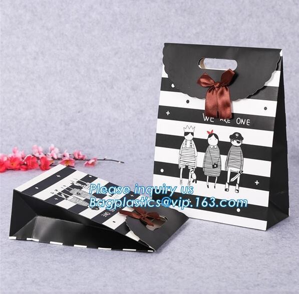 Fashion Custom Printing Luxury Gift Shopping Carrier Paper Bag With Your Own Logo Print,strong twisted handle black leat