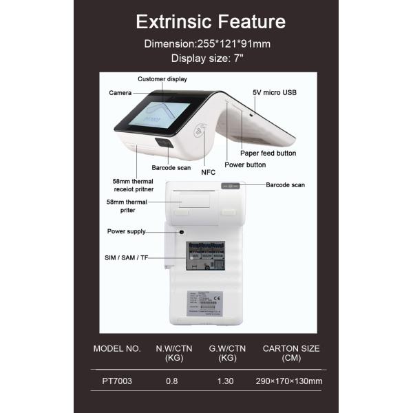 Android Mobile MPOS System Restaurant Mobile POS Dual Touchscreen