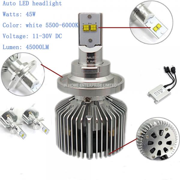 Quality 45W led auto headlight 6500k replace super white h4 h7 headlight bulbs for sale
