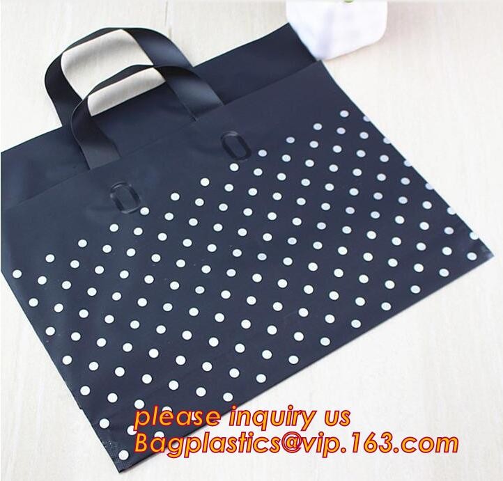 Promotional customized high quality soft loop plastic cloth bag,manufacturer custom soft loop handle polyethylene PE pla