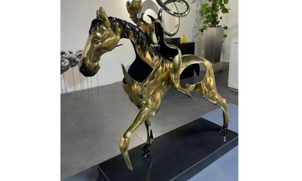 Quality Home Decor Brass Casting Bronze Horse Sculpture Polished Gold Color for sale
